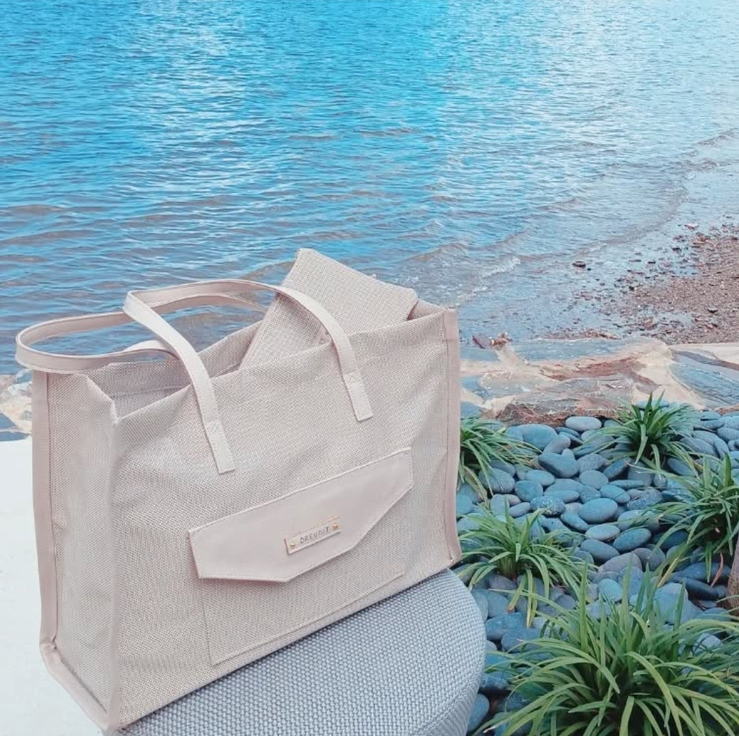 Sicily Open Beach Tote Set - Bare Beige