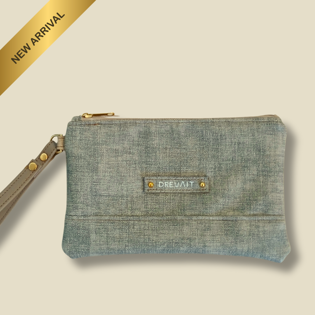 Classic Wristlet - Vintage Wash Denim - Black Sand