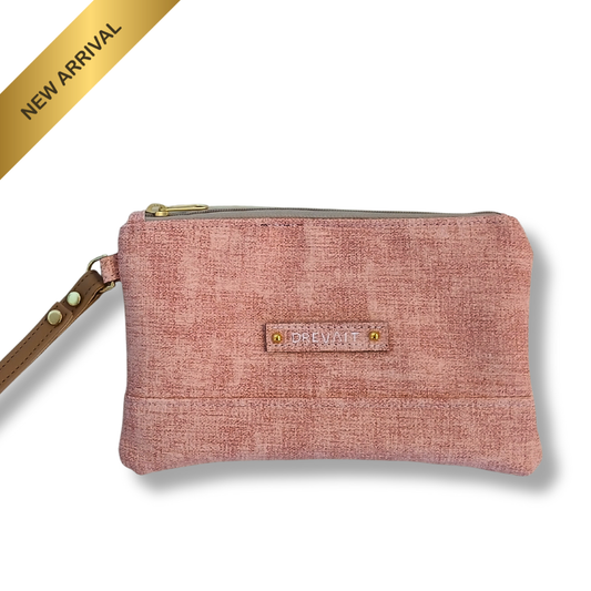 Classic Wristlet - Vintage Wash Denim - Pink Sand