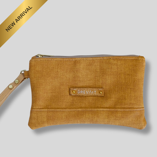 Classic Wristlet - Vintage Wash Denim - Mustard Seed