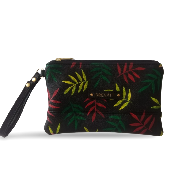 Hand Painted Leaf Wristlet - Reggae