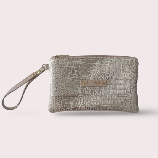 Classic Wristlet - White Gold Croc