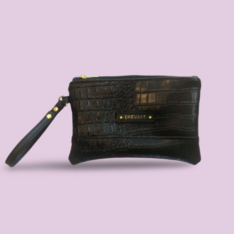 Classic Wristlet - Black Croc