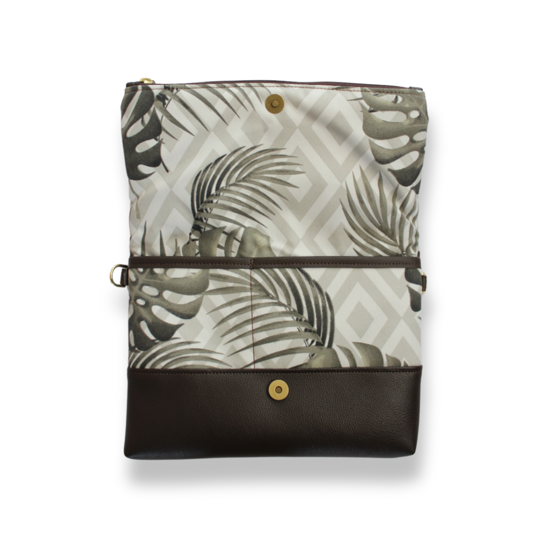 Foldover Crossbody - Black Monstera