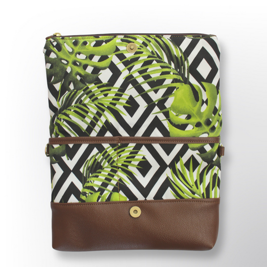 Foldover Crossbody - Green Monstera