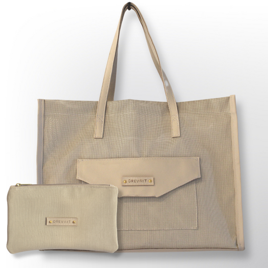 Sicily Open Beach Tote Set - Bare Beige