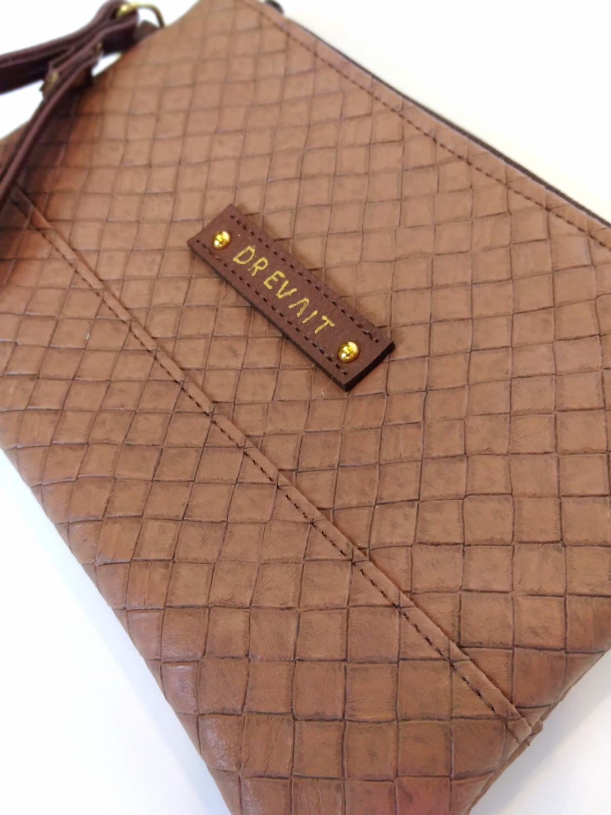 Basket Weave Look Wristlet - Brown