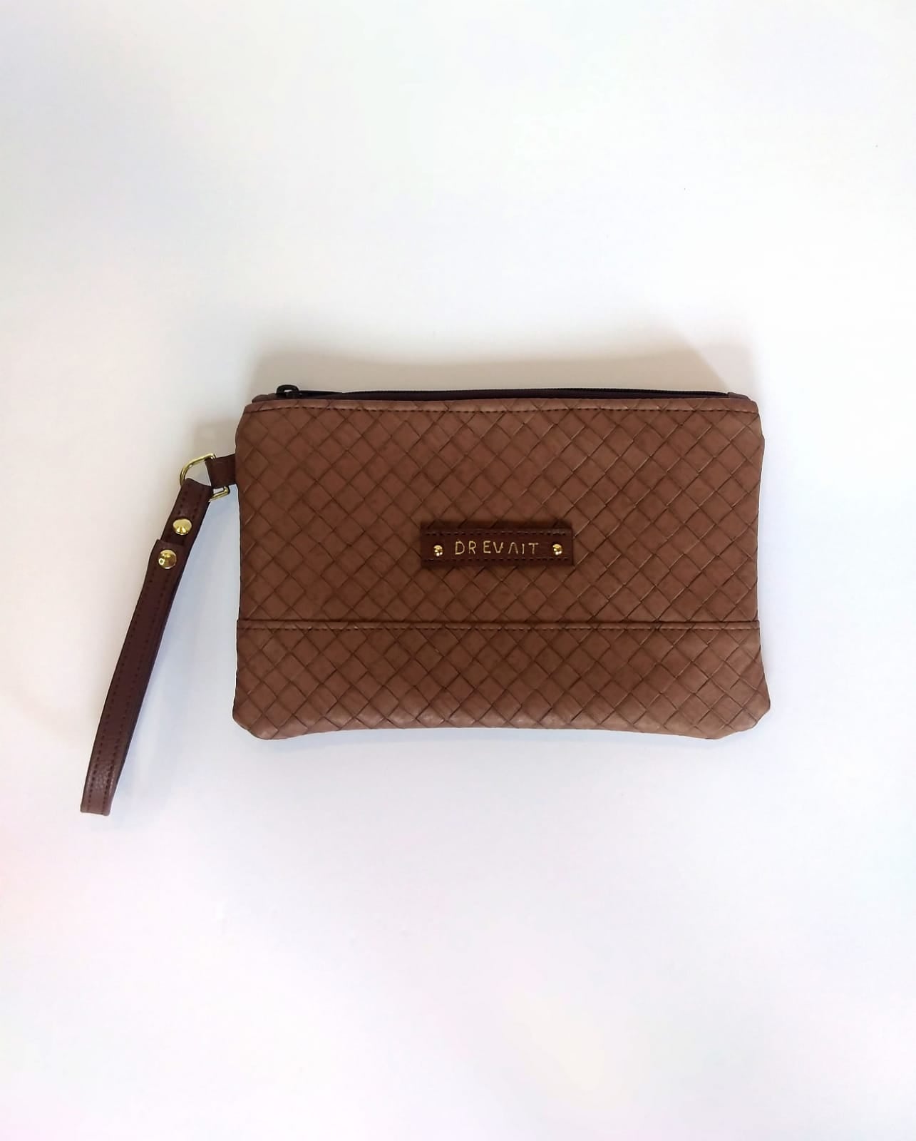 Basket Weave Look Wristlet - Brown