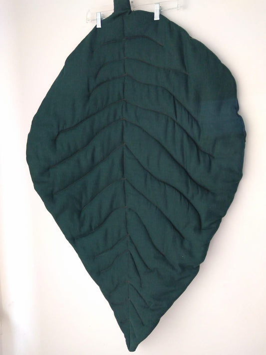 Home Decor Linen Leaf Mat - Forest Green