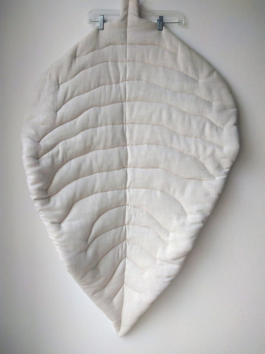 Home Decor Linen Leaf Mat - Cream